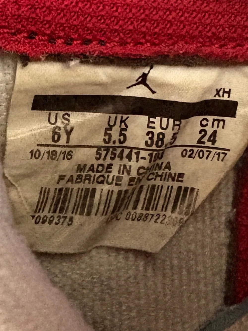 Jordan Air Jordan 1 Retro High OG Metallic Red 6Y = 7.5 Womens Sneakers (2017)